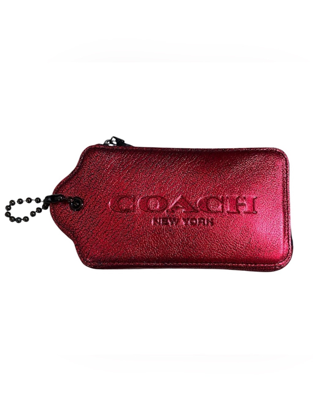 RARE Coach XL hangtag metallic red leather wristlet/wallet